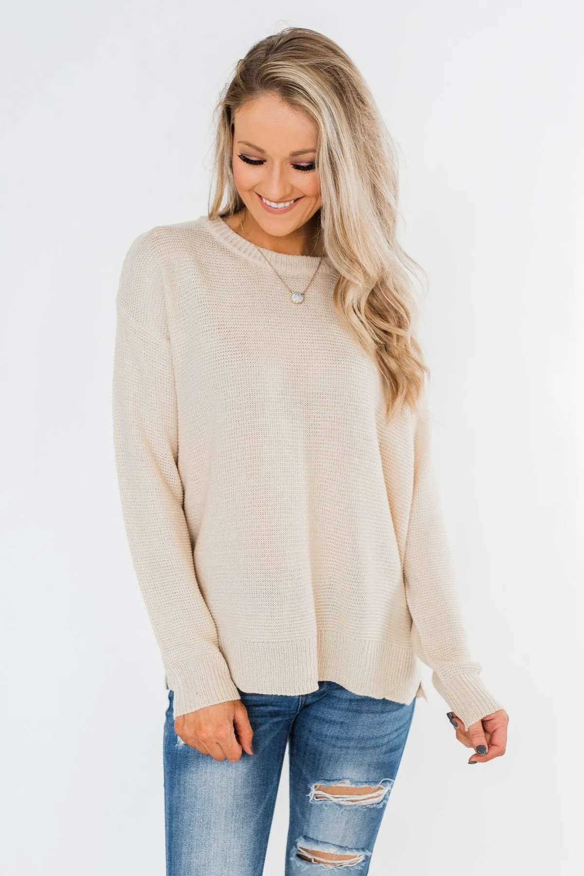 Today Is The Day Knit Sweater- Cream