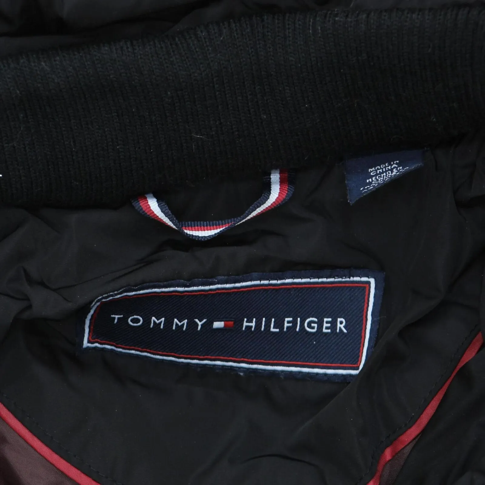 Tommy Hilfiger Womens Faux-Fur-Trim Hooded Chevron Puffer Coat Black XS