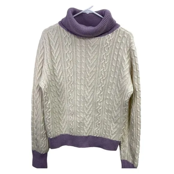 Tularosa Revolve Chunky Cableknit Fisherman Turtleneck Sweater Wool Blend Size M