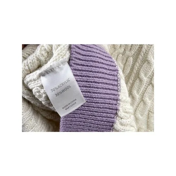 Tularosa Revolve Chunky Cableknit Fisherman Turtleneck Sweater Wool Blend Size M