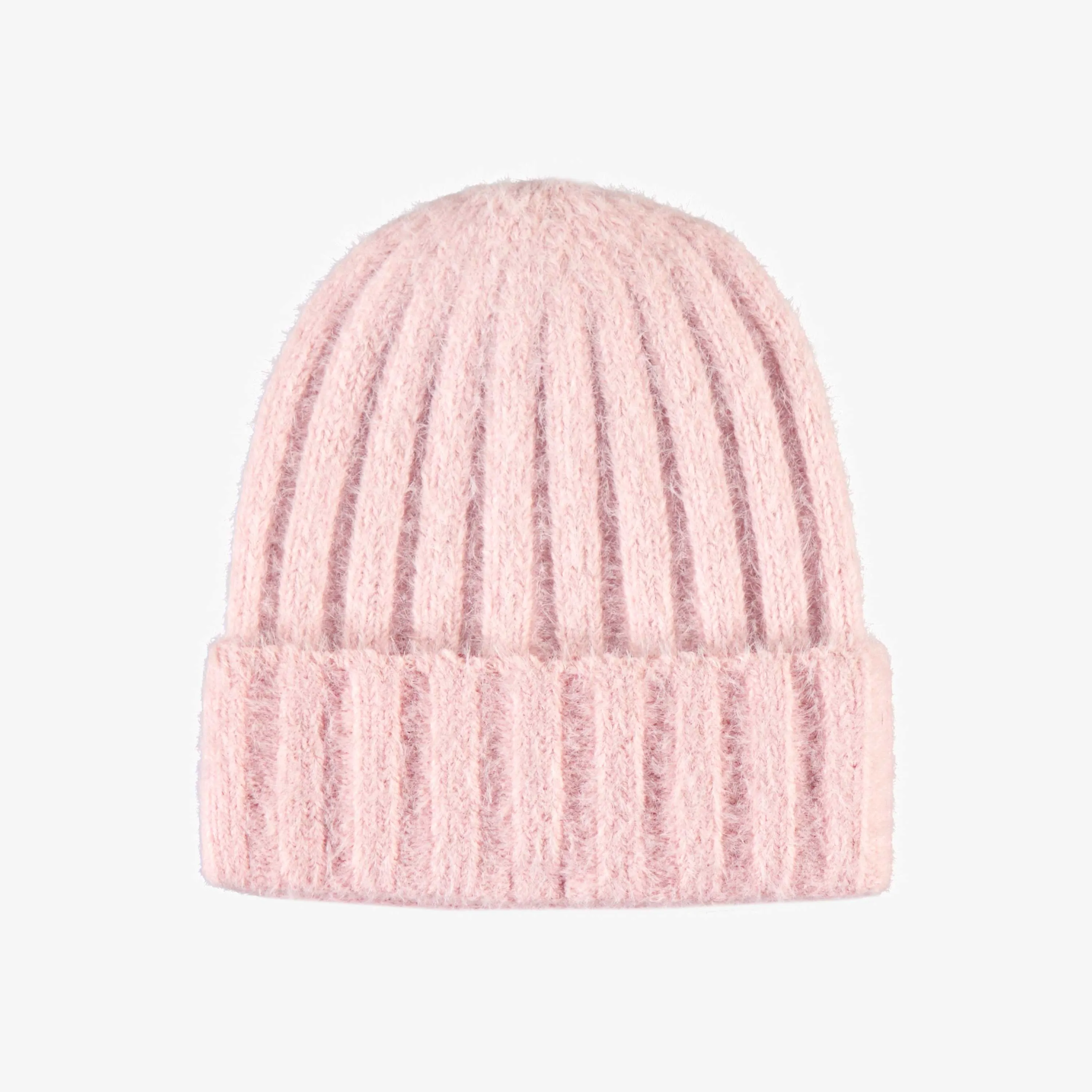 Tuque en tricot rose pâle, enfant || Pink knitted toque, child