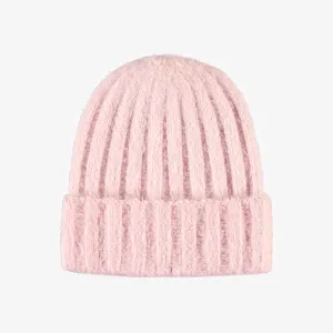 Tuque en tricot rose pâle, enfant || Pink knitted toque, child