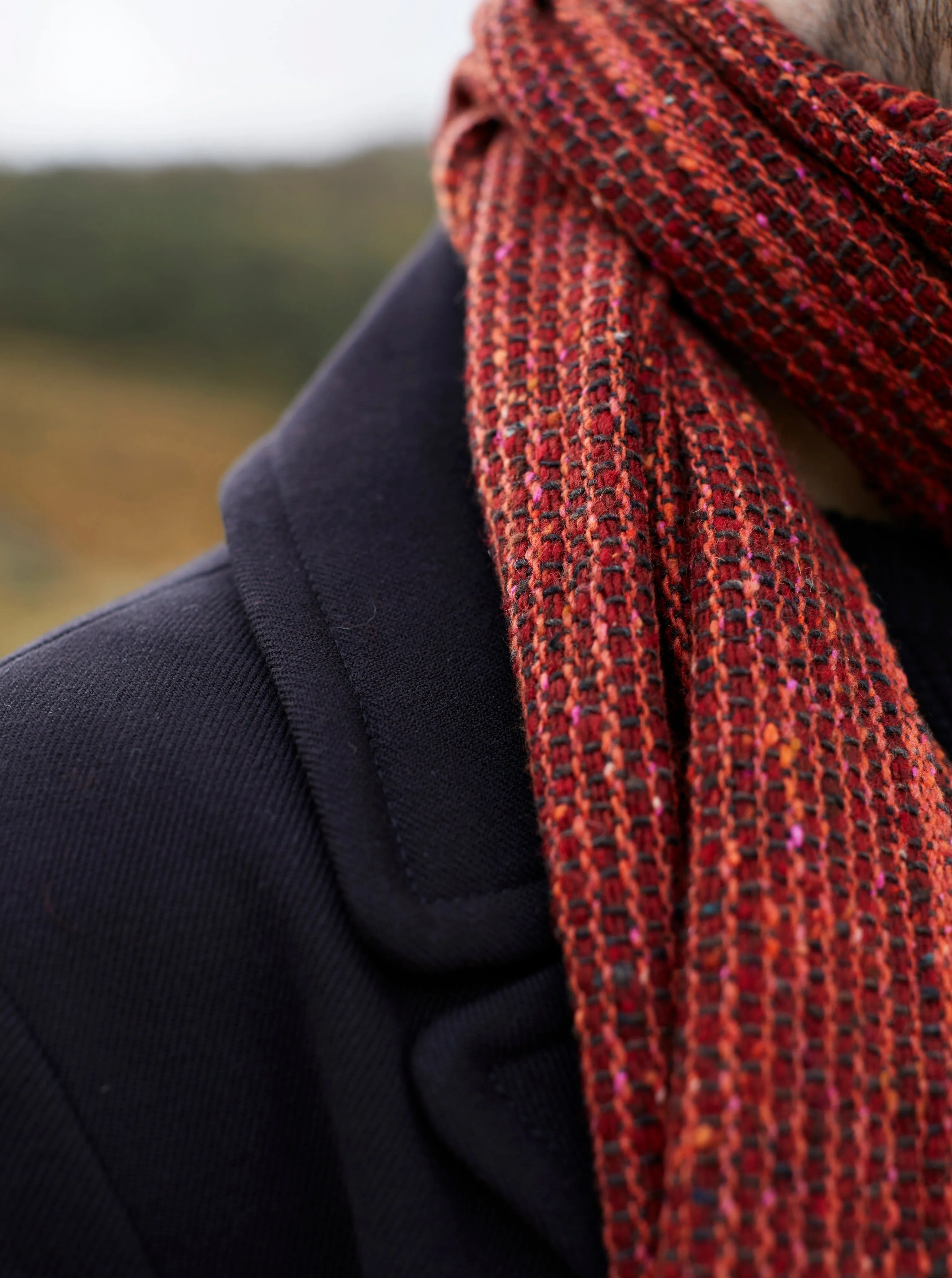 Tweed Emphasize Narrow Scarf - Burnt Orange