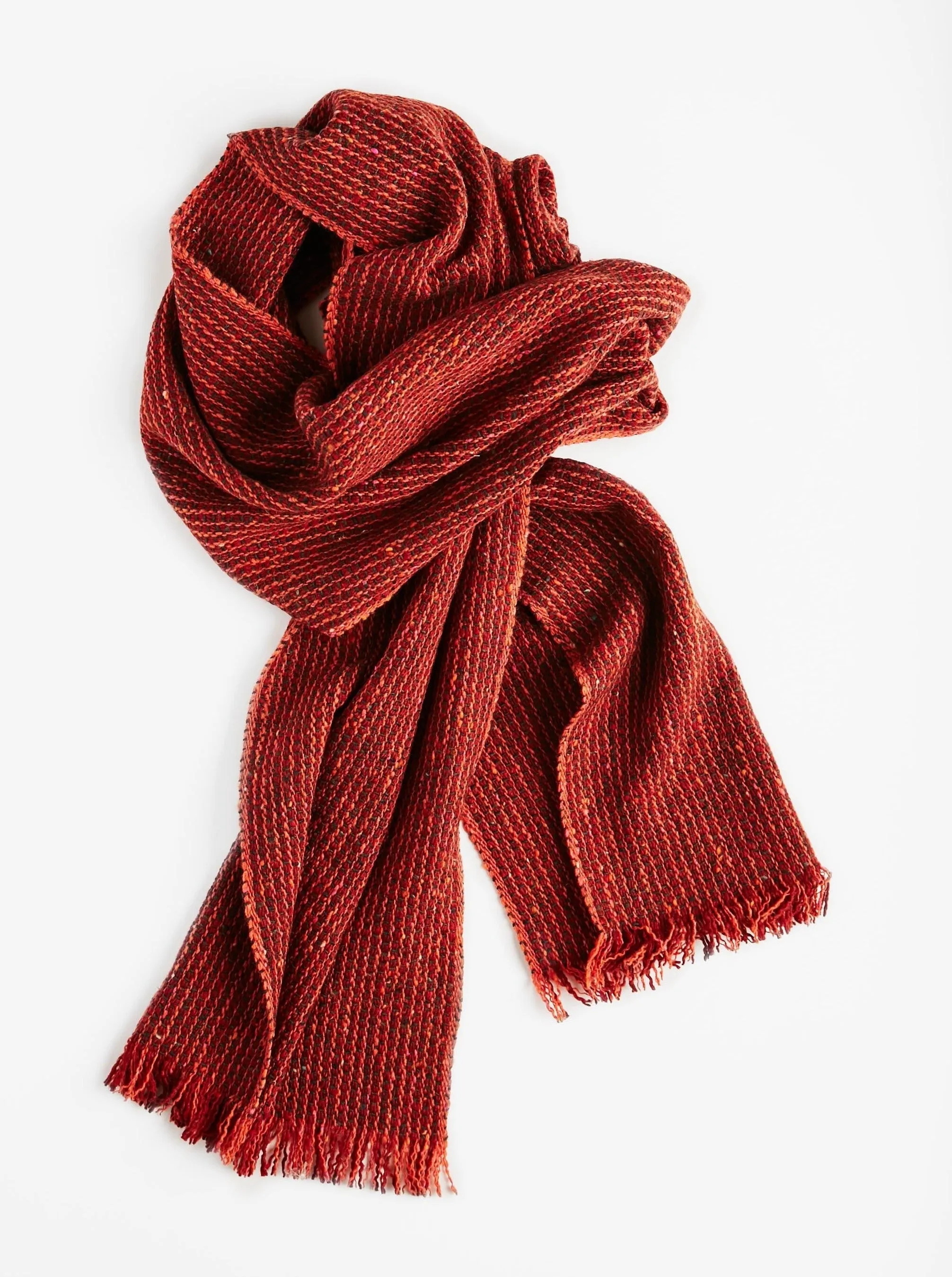 Tweed Emphasize Narrow Scarf - Burnt Orange