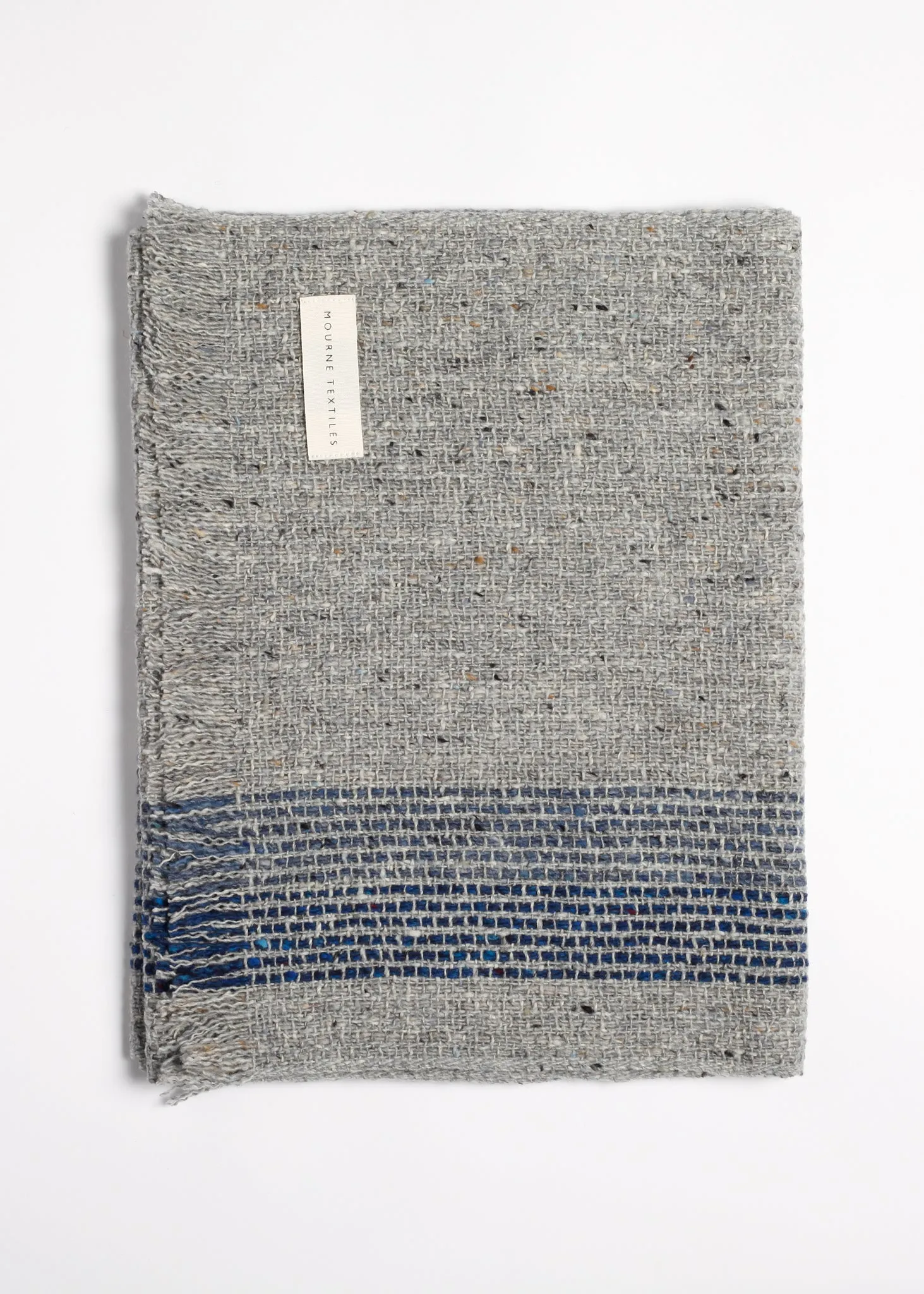Tweed Emphasize Narrow Scarf - Double Blue Stripe