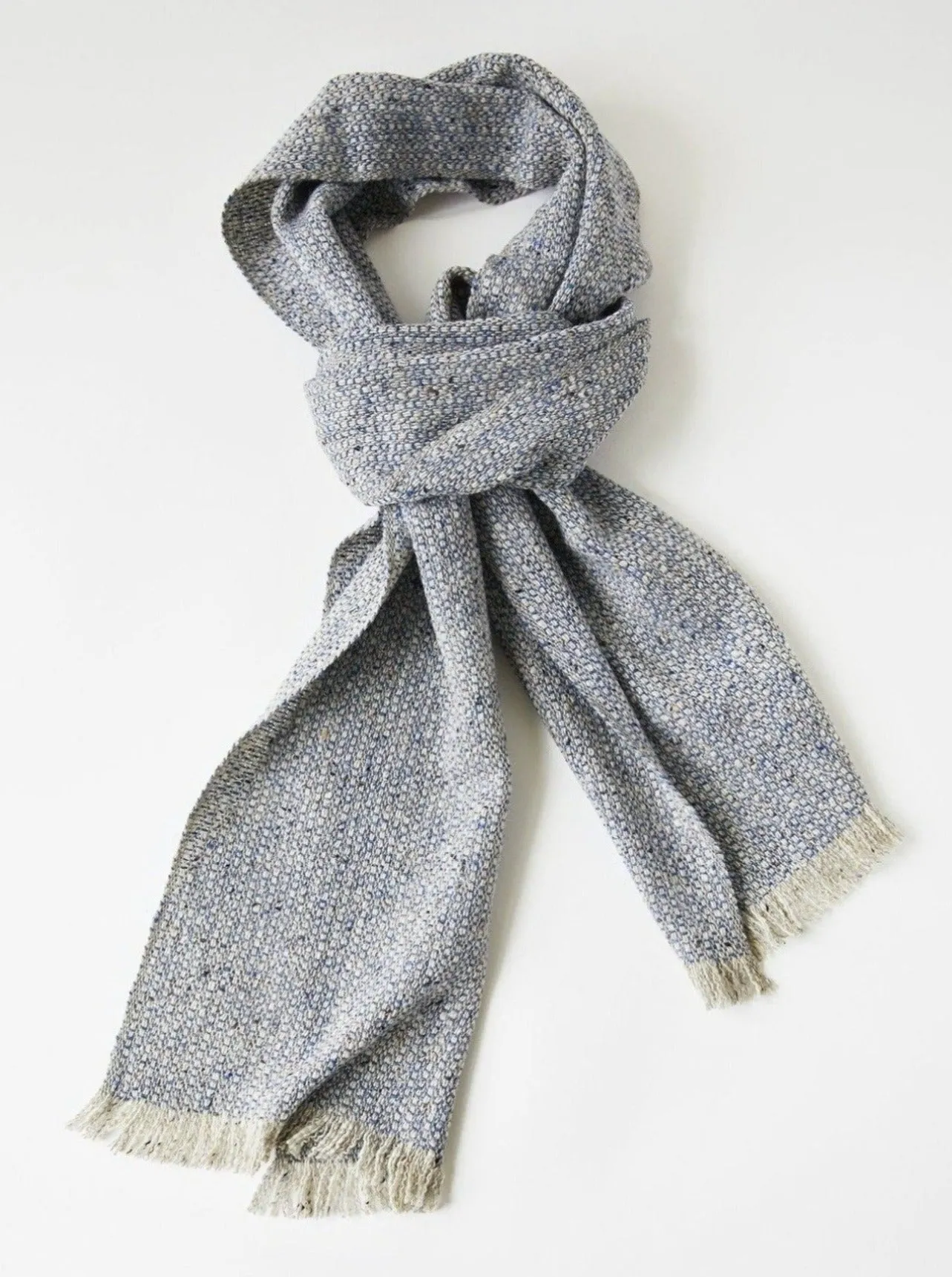 Tweed Emphasize Narrow Scarf - Dusty Blue