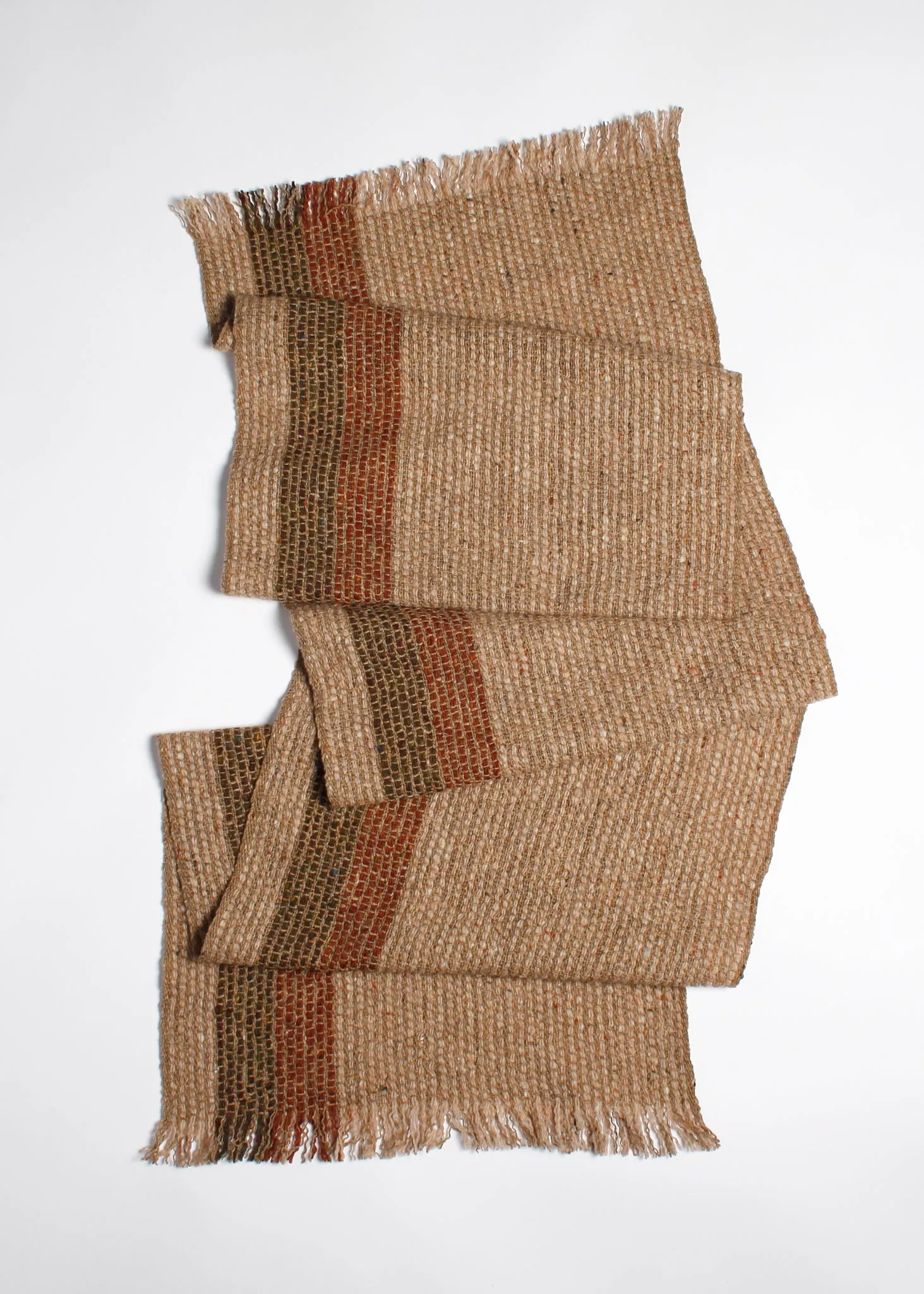 Tweed Emphasize Narrow Scarf - Rust/Olive Stripe