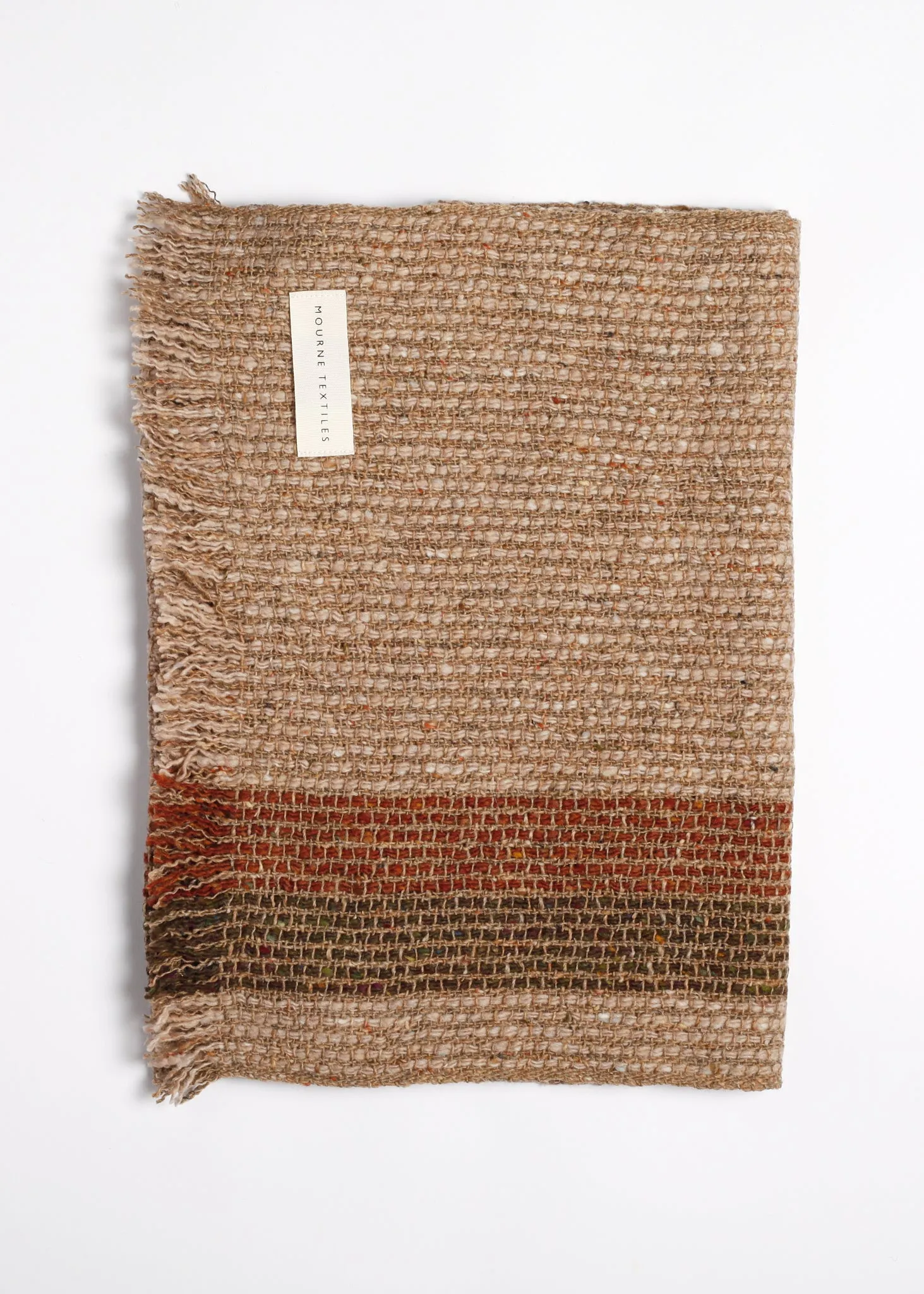 Tweed Emphasize Narrow Scarf - Rust/Olive Stripe