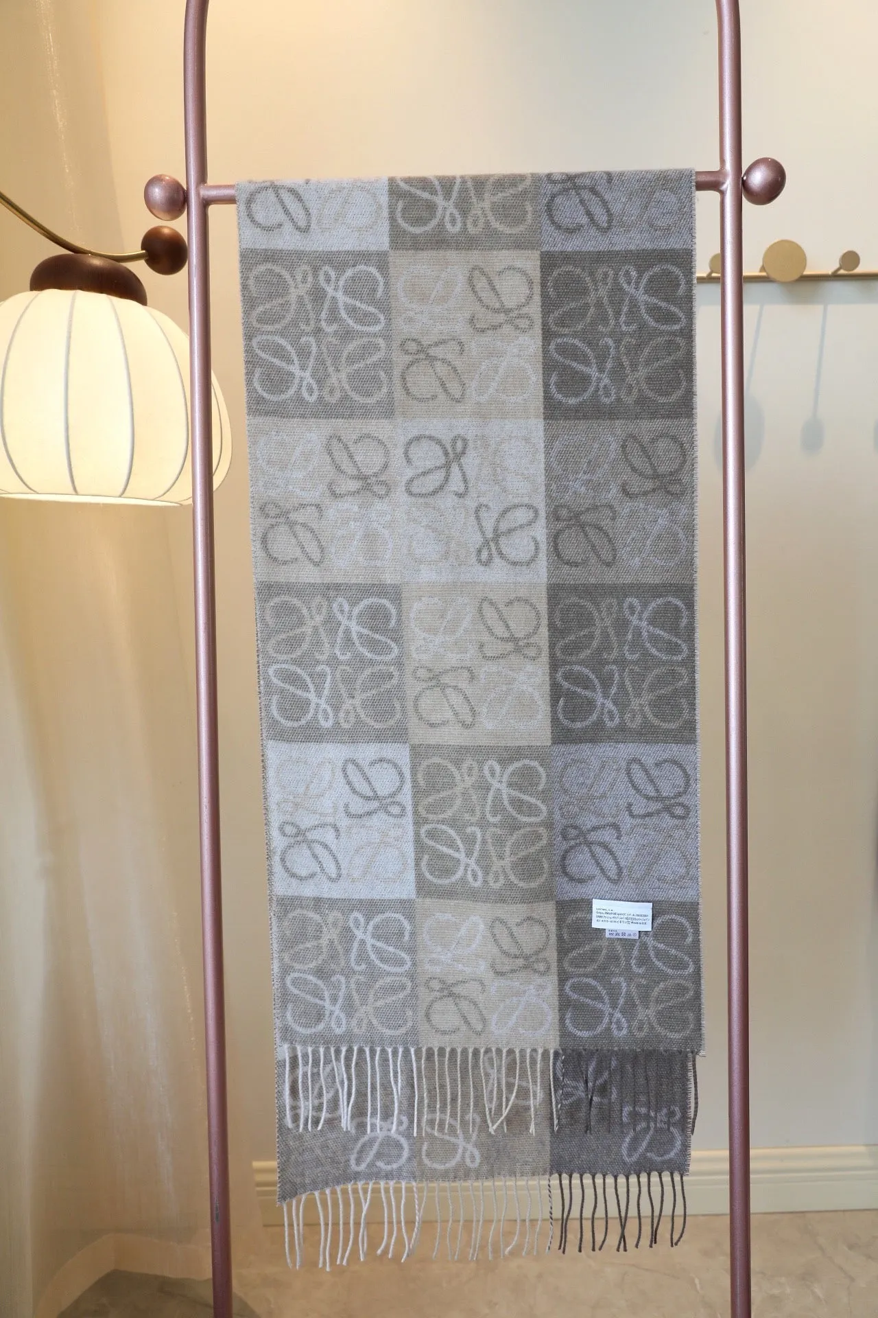 two-color checkerboard wool cashmere blend scarf