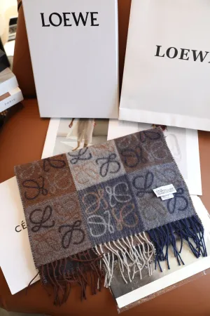 two-color checkerboard wool cashmere blend scarf