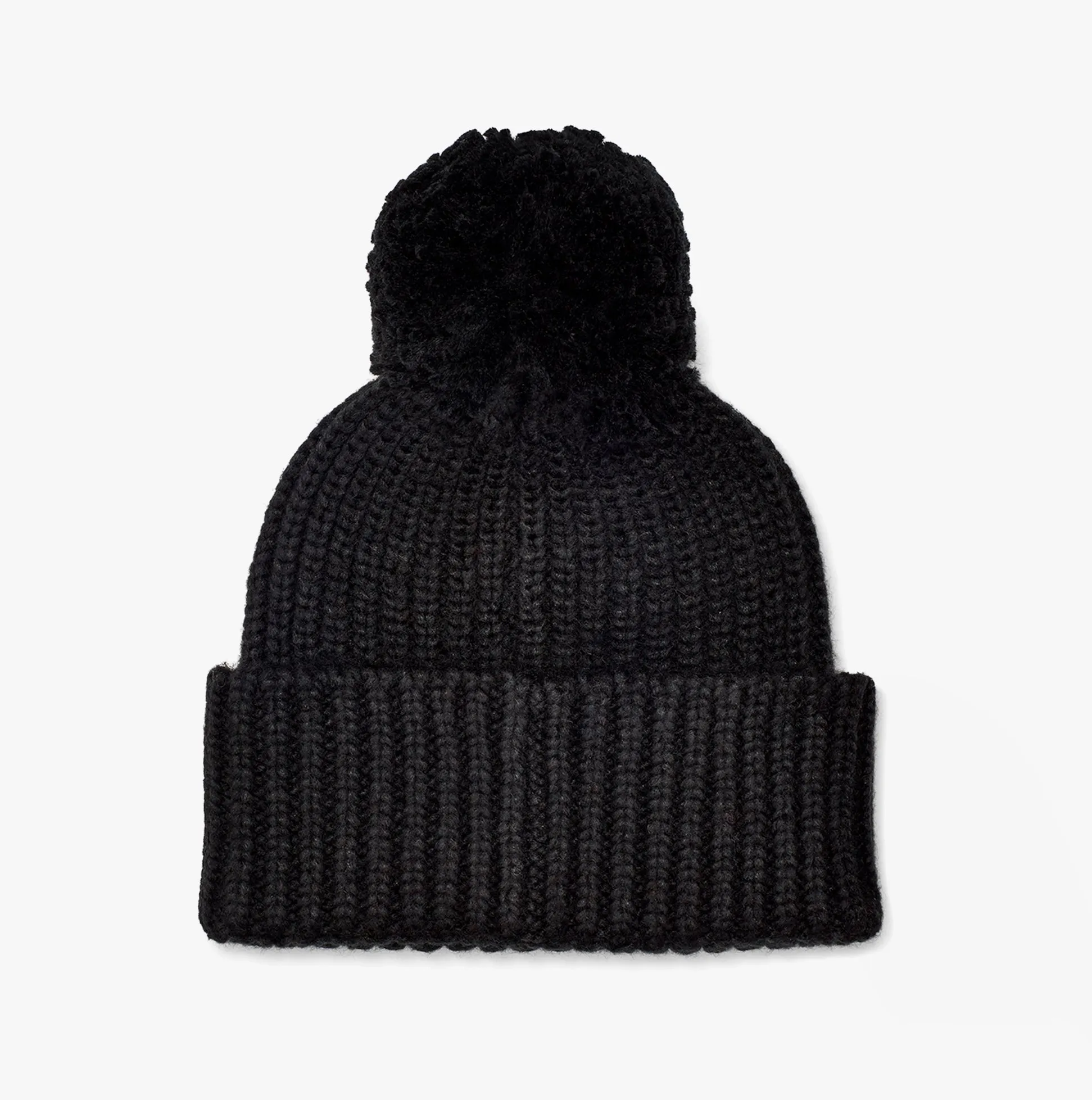 UGG CHUNKY RIB KNIT BEANIE POM Womens Beanie Black