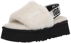 UGG womens Disco Slide Slipper, White, 8 US