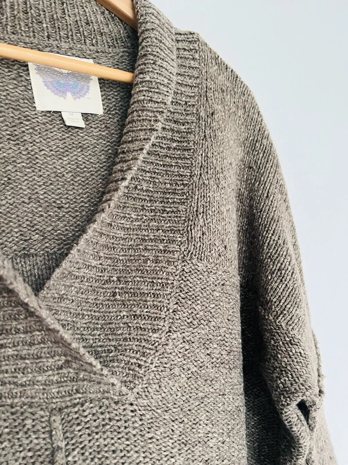 UNBRANDED Brown Sweater Sz M Wool Blend Deep V-Neck Slouchy Chunky Knit Oversize