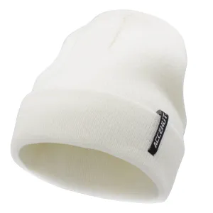 Unisex Acrylic Knit Beanie - Cozy Winter Ski Cap in Solid Colors for Men & Women - Stretchy Cuffed Skull Hat for Warmth and Style Ivory
