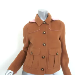 Veronica Beard Cropped Jacket Warren Camel/Pink Wool-Cashmere Size 6 NEW