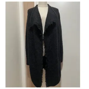VINCE black wool and Mohair blend open front Chunky knit cardigan size S.