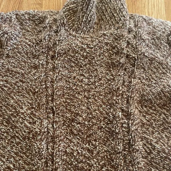 Vintage Pullover Chunky Hand Knitted Women’s Sweater Cowl/Turtleneck Brown/Tan