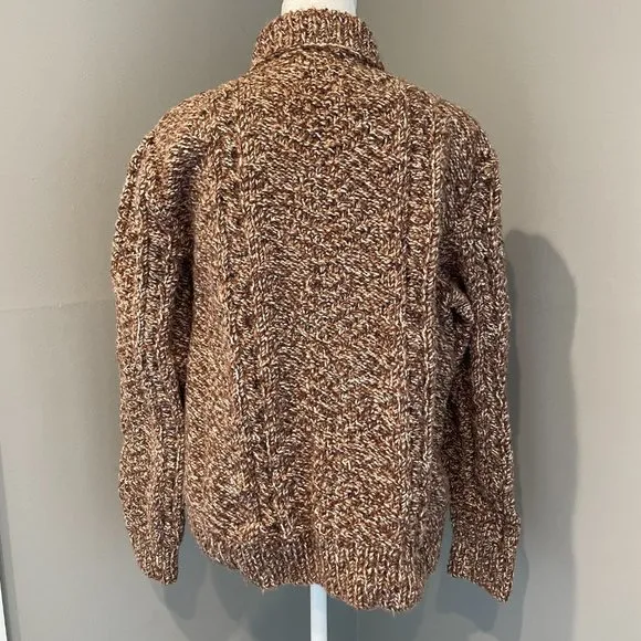 Vintage Pullover Chunky Hand Knitted Women’s Sweater Cowl/Turtleneck Brown/Tan