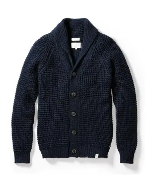 Waffle Shawl Cardigan Navy
