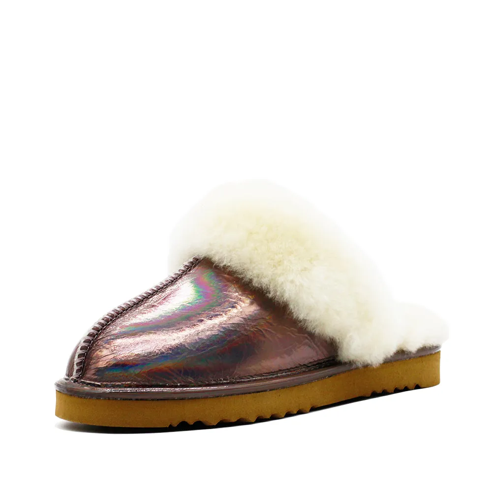 WARATAH UGG® Ladies Opal Leather Sheepskin Scuff - Periwinkle