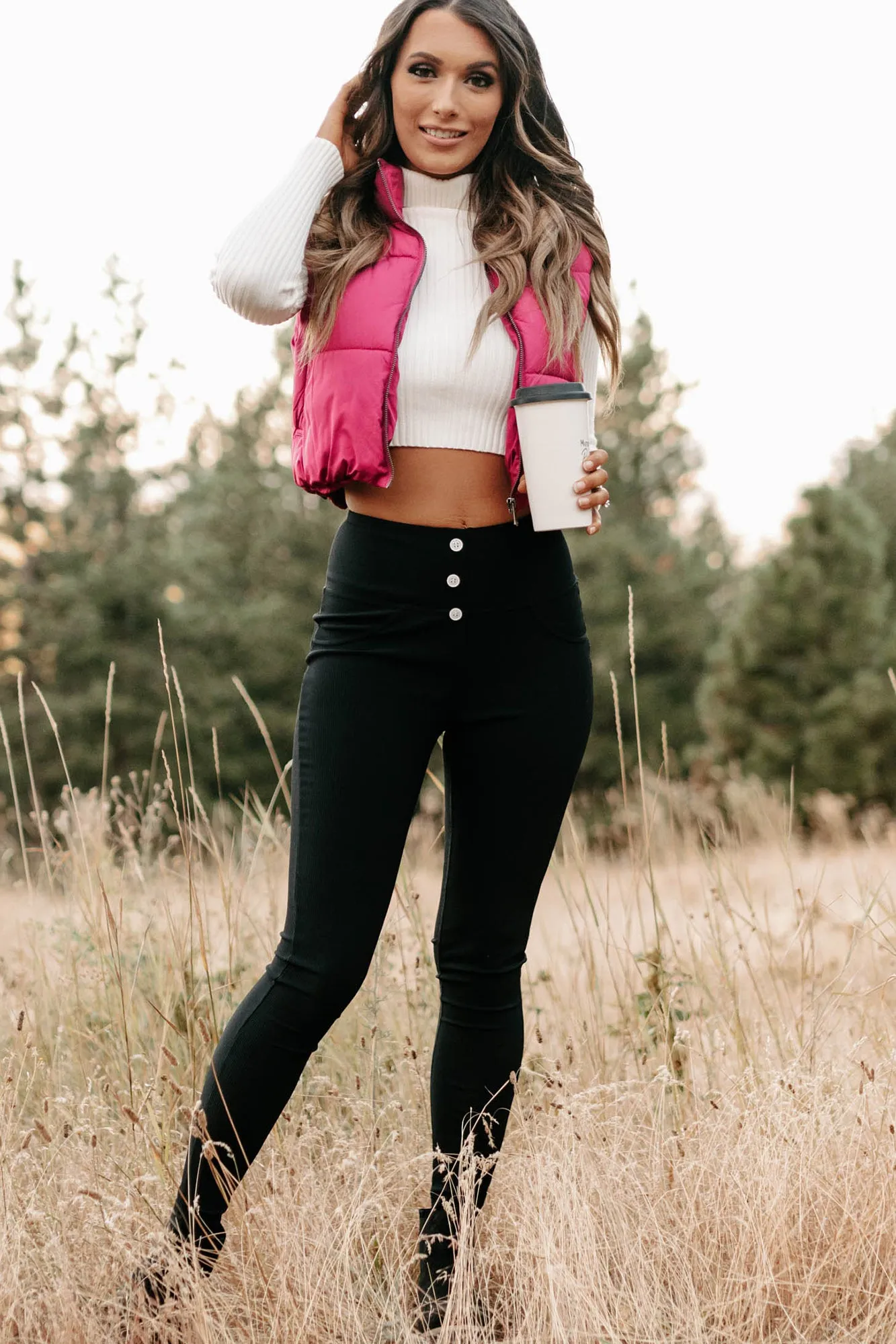 Whistler Welcome Cropped Puffer Vest (Magenta)
