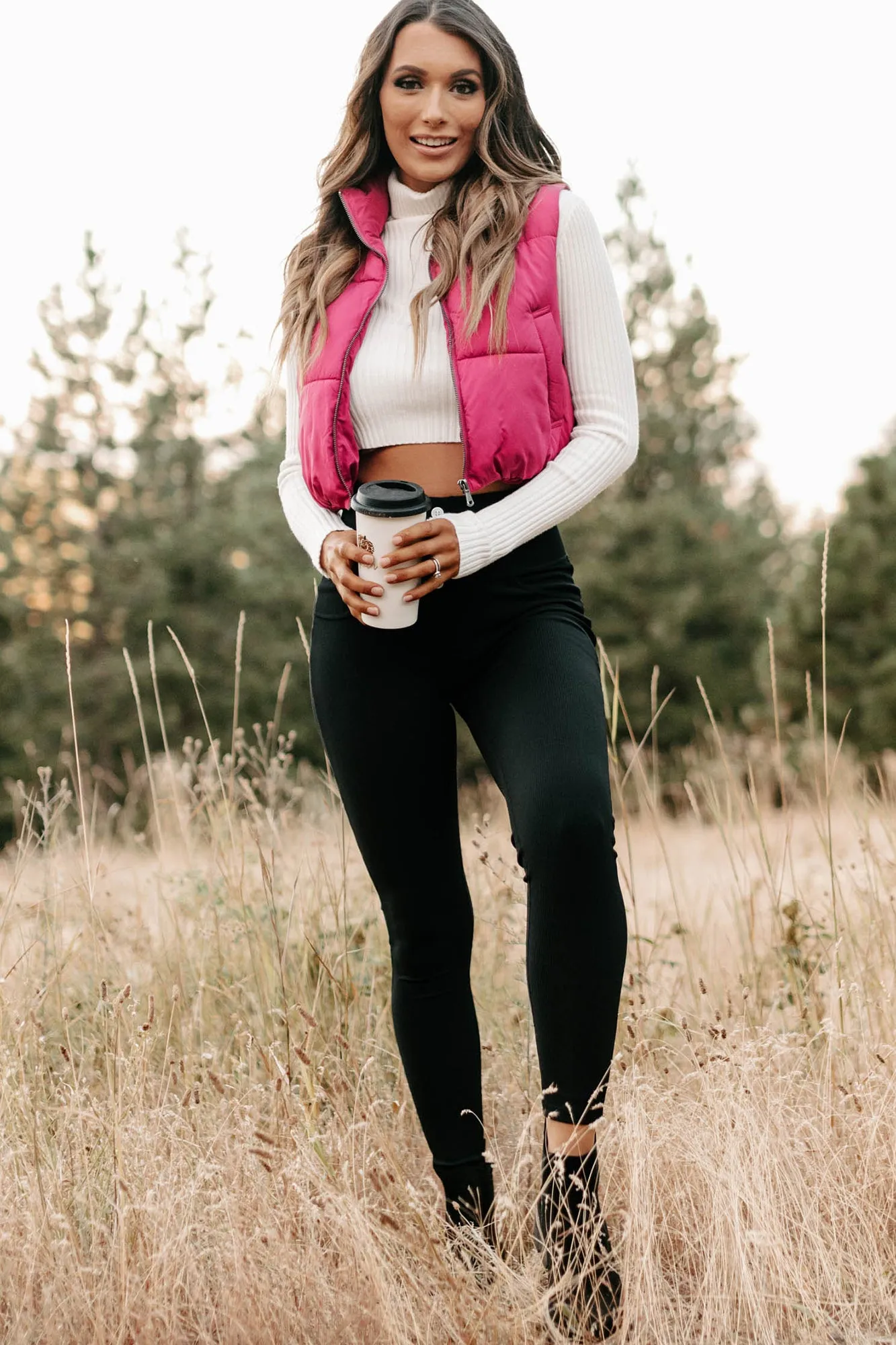 Whistler Welcome Cropped Puffer Vest (Magenta)