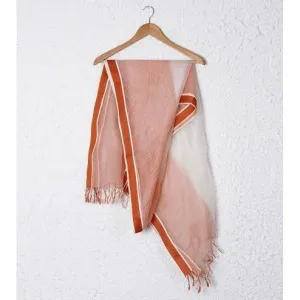 White & Orange Organza Dupatta