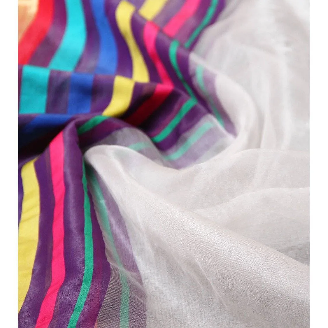 White Cotton Silk Maheshwari Dupatta