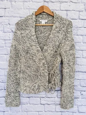 White House Black Market Wrap Front Cardigan  Chunky Sweater Sz XS Wool Blend