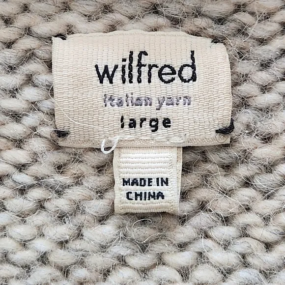 Wilfred long sleeve button front chunky knit alpaca wool cardigan sweater large