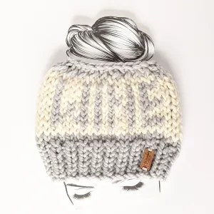 WINE Knit Bun Hat