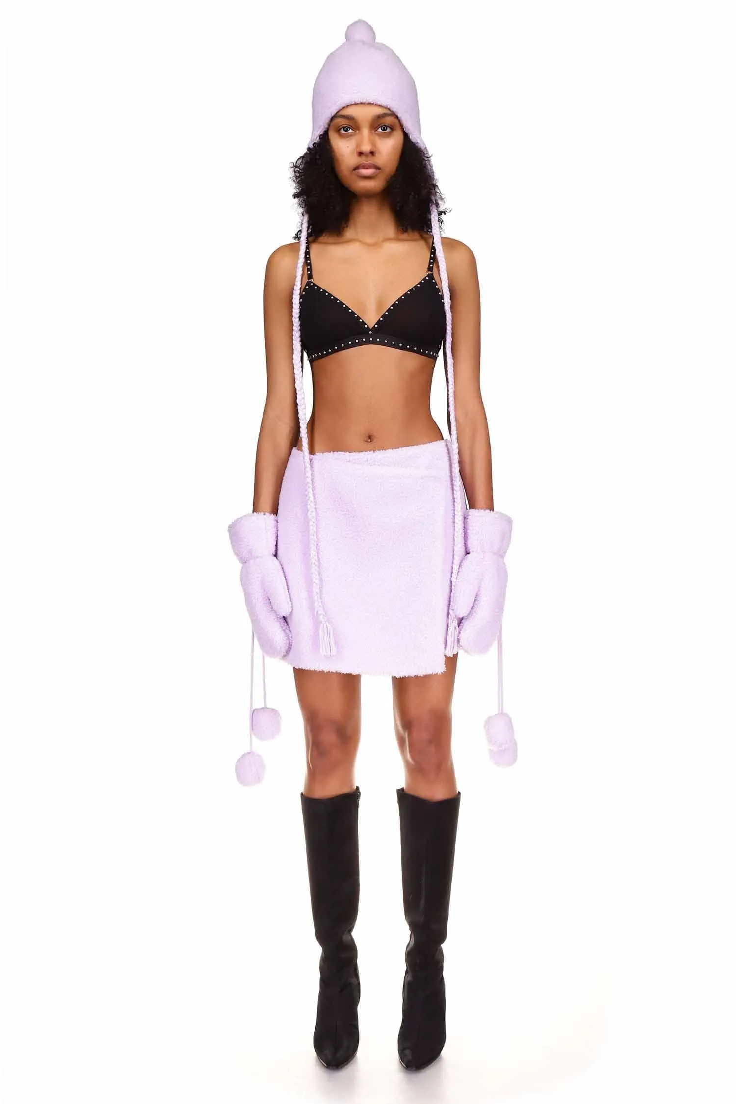 Wisteria Teddy Pom Pom Mittens