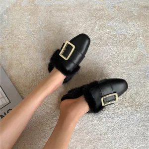 Women Slipper Square Toe Metal Decoration