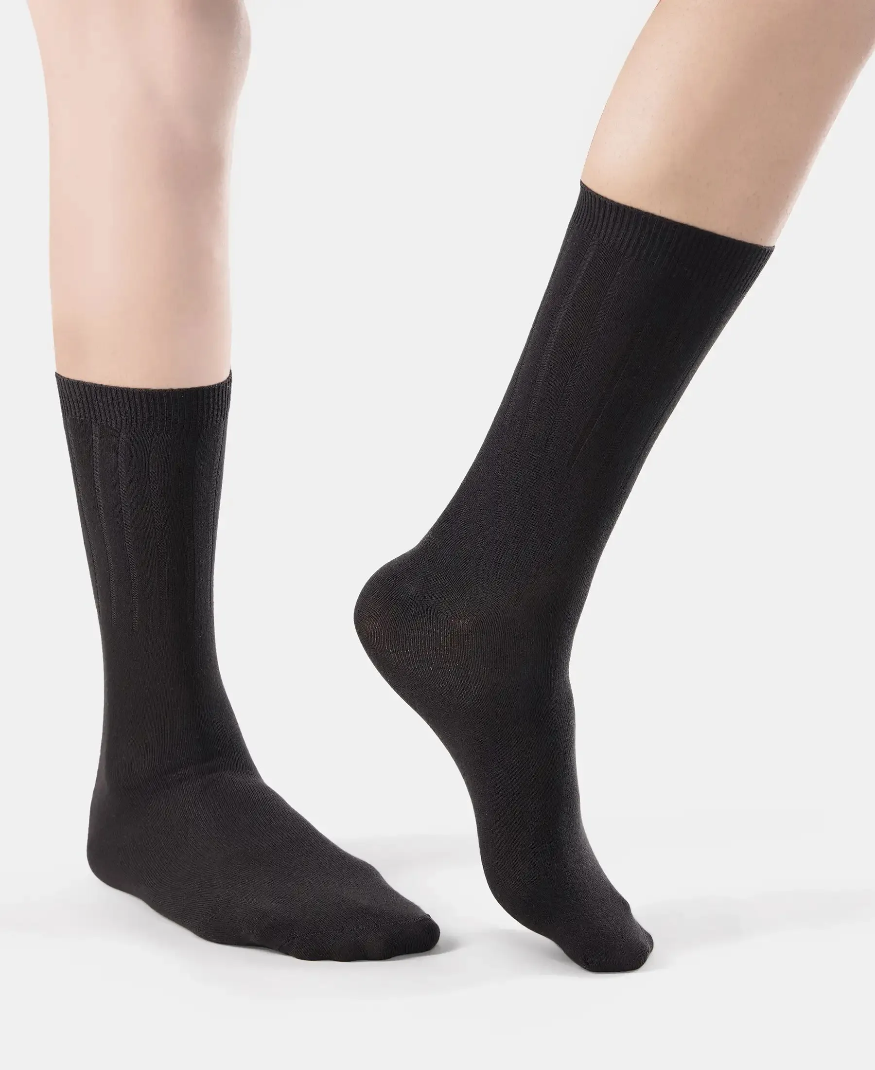 Women's Blended Modal Stretch Crew Length Thermal Socks with StayFresh Treatment - Black