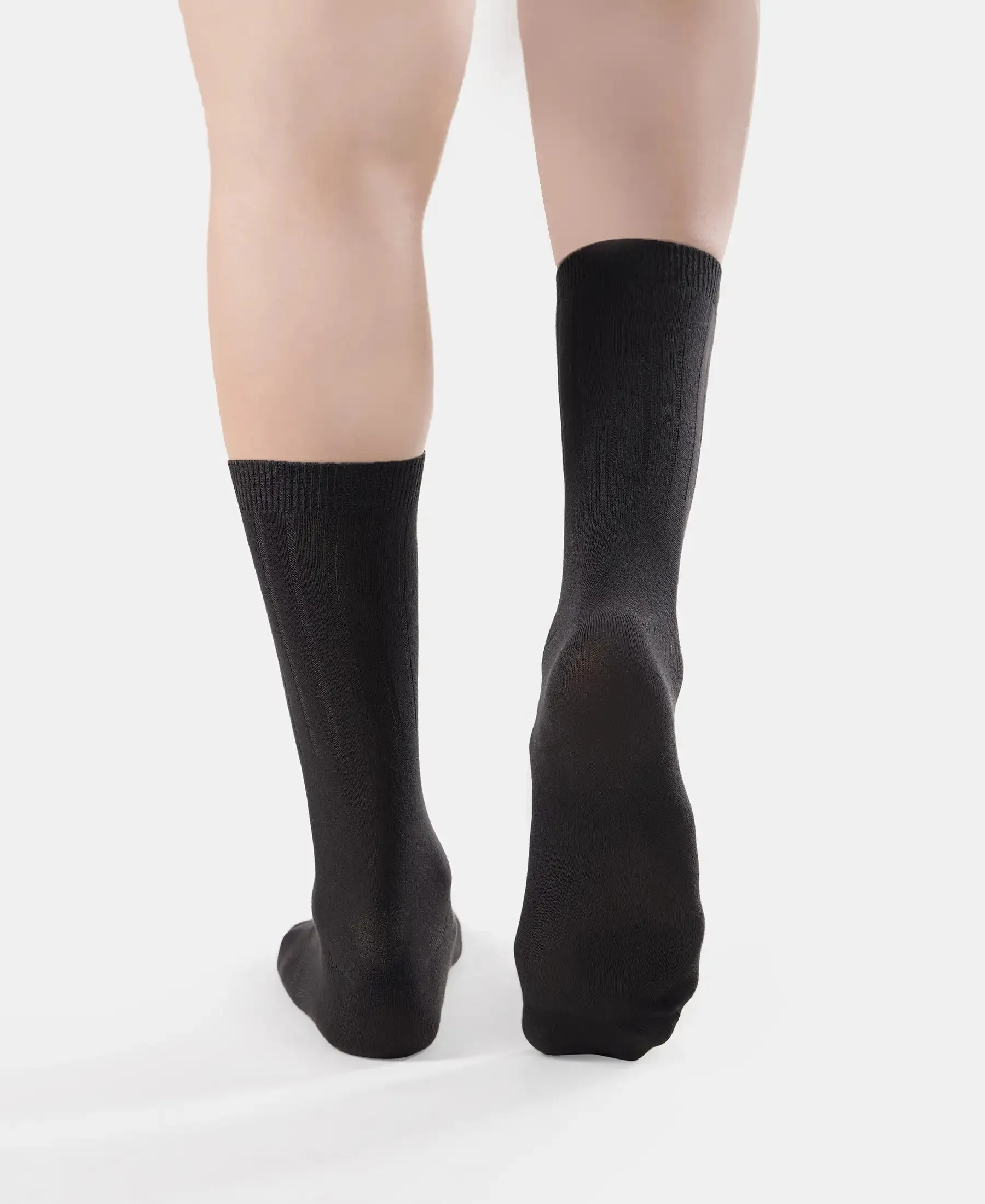 Women's Blended Modal Stretch Crew Length Thermal Socks with StayFresh Treatment - Black