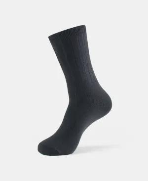 Women's Blended Modal Stretch Crew Length Thermal Socks with StayFresh Treatment - Black