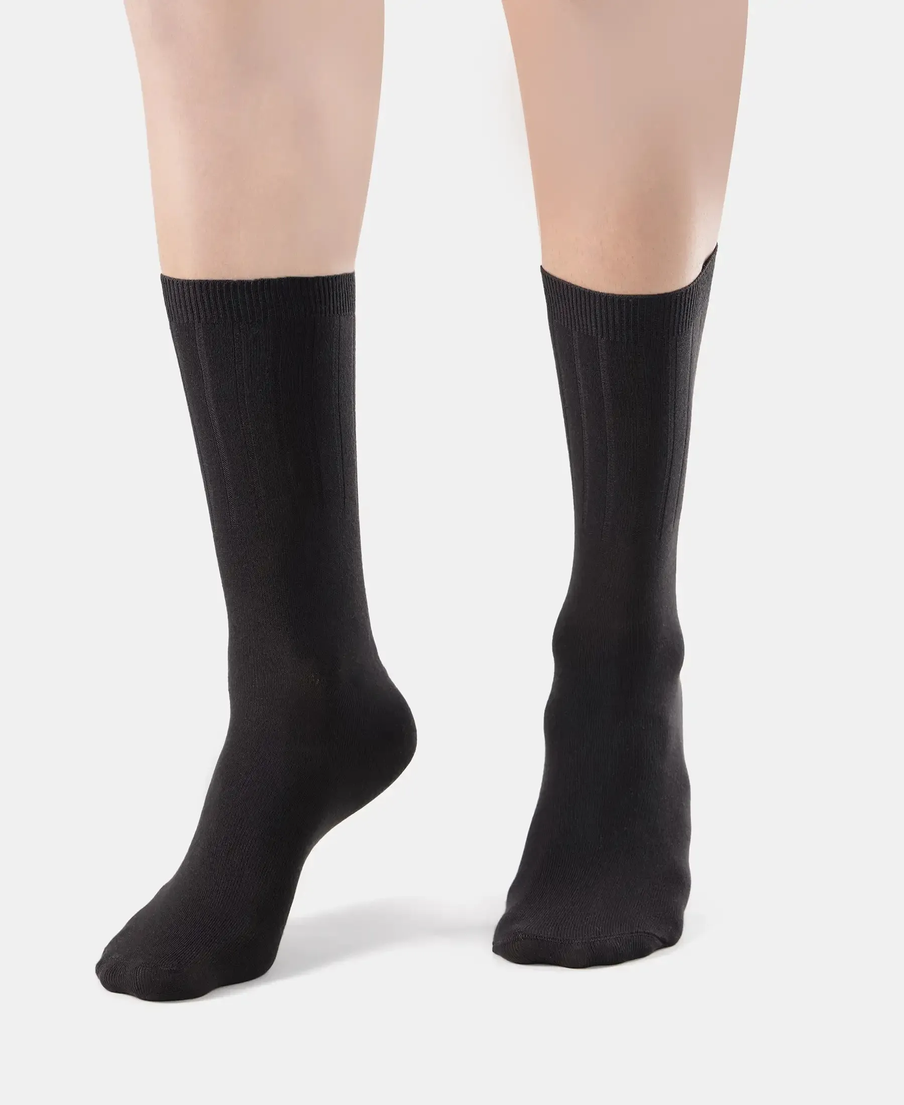 Women's Blended Modal Stretch Crew Length Thermal Socks with StayFresh Treatment - Black