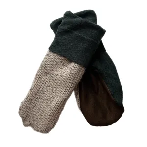 Women's Driving Mittens - Cream with Brown Micro-Suede Palm - 069 M/L