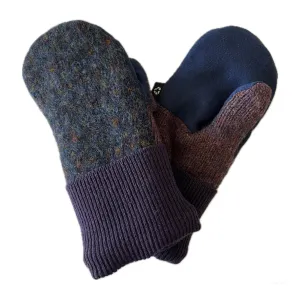 Women's Driving Mittens Small - Blue Nordic with Blue Microsuede Palm - 578