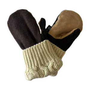 Women's Driving Mittens Small - Chocolate with Camel Microsuede Palm - 581