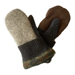 Women's Driving Mittens Small - Tan with Chocolate Microsuede Palm - 576