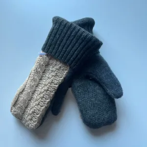 Women's Mittens Petite - Beige & Grey - 486