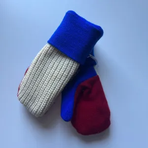 Women's Mittens Petite - Blue & Red - 479