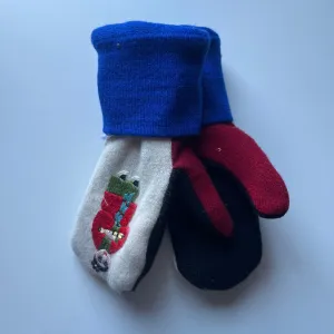 Women's Mittens Petite - Red, Blue & Cream - 468