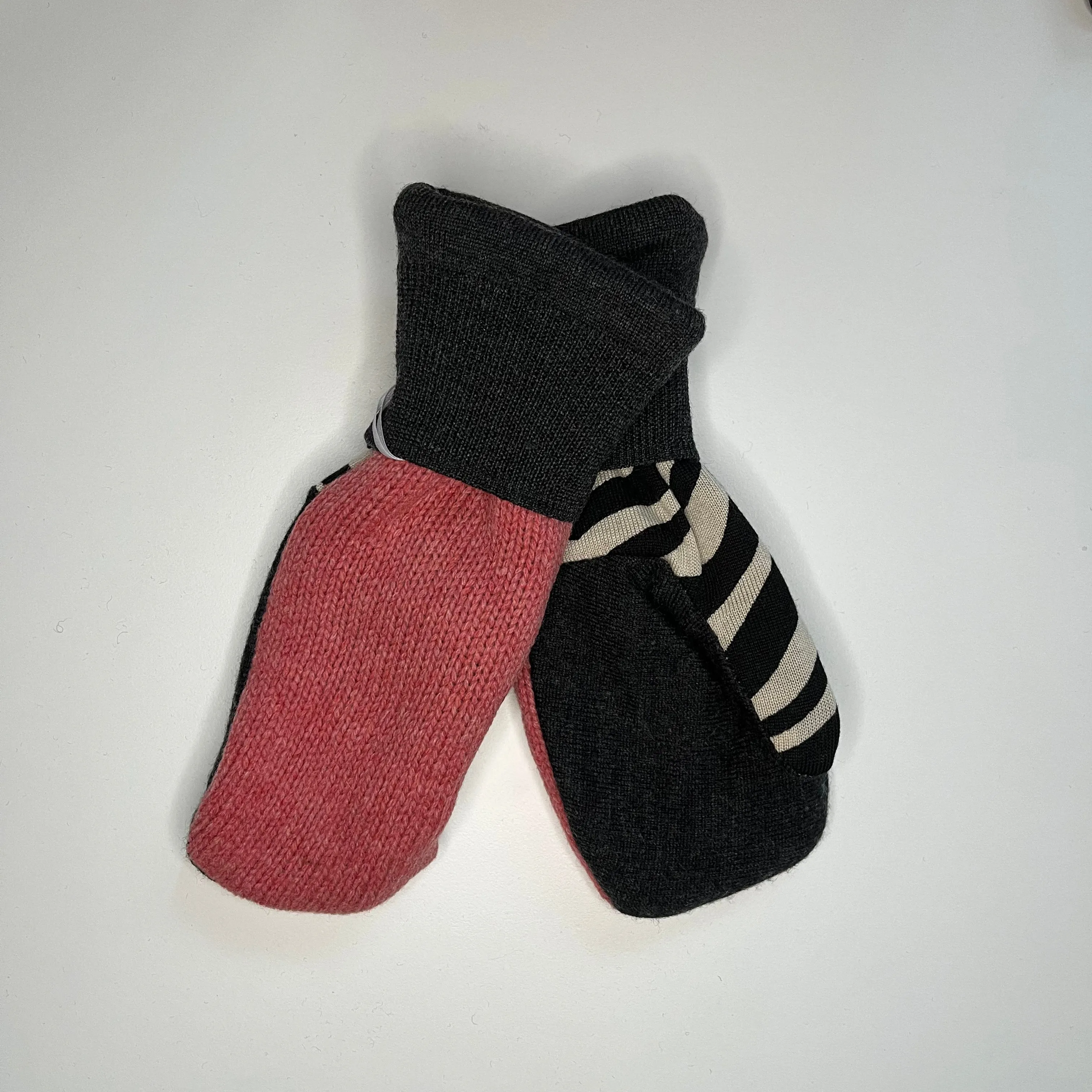 Women's Mittens - Pink, Grey & Zebra Stripe - 1185 M/L