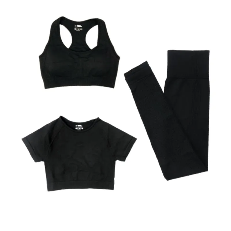 Women's Yoga Fitness Set, Long Sleeve Crop Top and High Waist Leggings