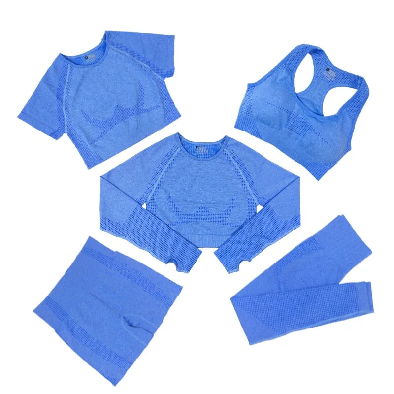 Women's Yoga Fitness Set, Long Sleeve Crop Top and High Waist Leggings