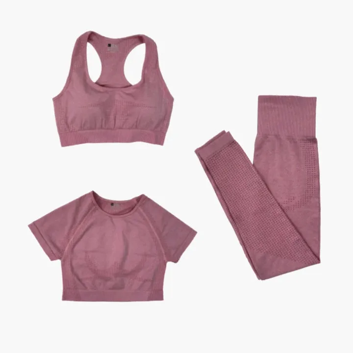 Women's Yoga Fitness Set, Long Sleeve Crop Top and High Waist Leggings
