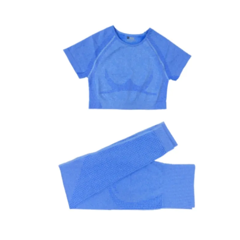 Women's Yoga Fitness Set, Long Sleeve Crop Top and High Waist Leggings