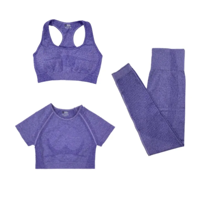 Women's Yoga Fitness Set, Long Sleeve Crop Top and High Waist Leggings